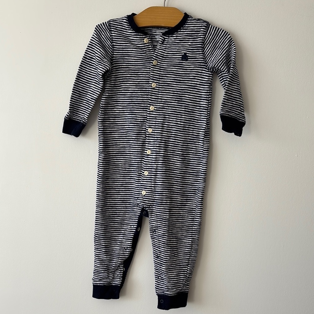 GAP White and Blue Bodysuit with Long Sleeves